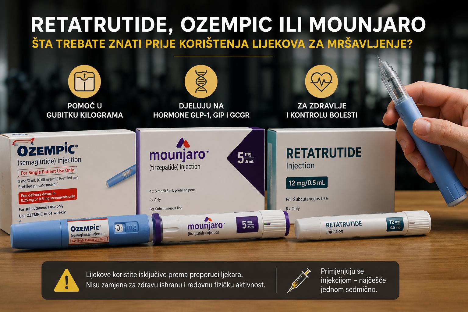 Retatrutide, Ozempic ili Mounjaro - šta trebate znati prije korištenja lijekova za mršavljenje?